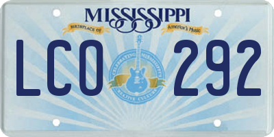 MS license plate LCO292