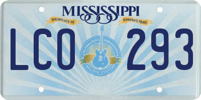 MS license plate LCO293
