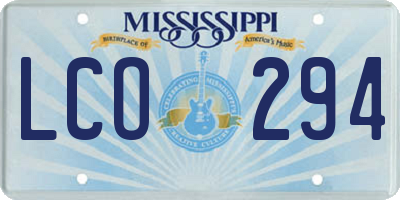MS license plate LCO294