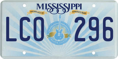 MS license plate LCO296