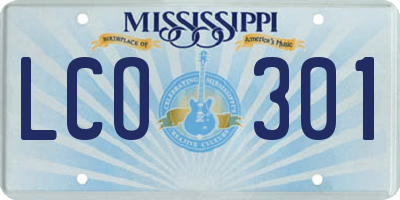 MS license plate LCO301