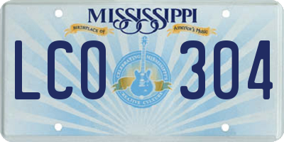 MS license plate LCO304