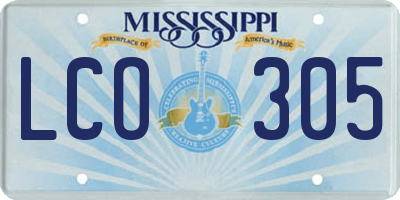 MS license plate LCO305