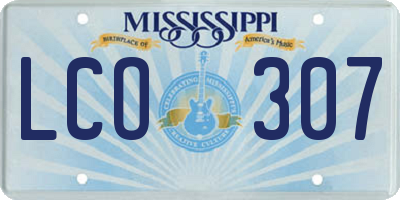 MS license plate LCO307