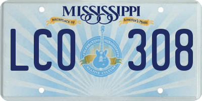 MS license plate LCO308