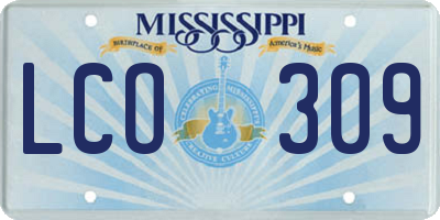 MS license plate LCO309