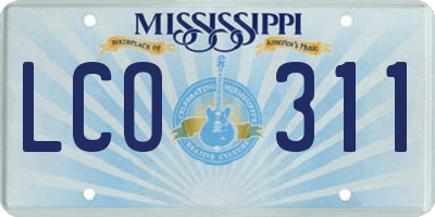 MS license plate LCO311