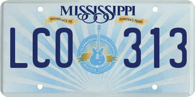 MS license plate LCO313