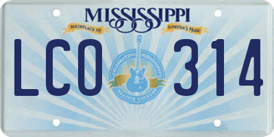 MS license plate LCO314