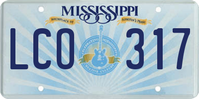 MS license plate LCO317