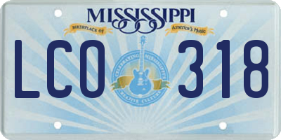 MS license plate LCO318