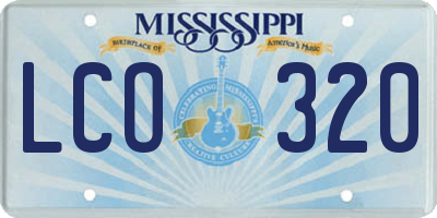 MS license plate LCO320