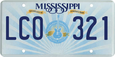 MS license plate LCO321