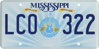 MS license plate LCO322