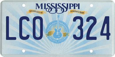 MS license plate LCO324