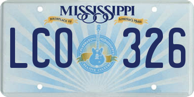MS license plate LCO326
