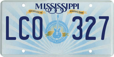 MS license plate LCO327