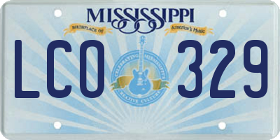 MS license plate LCO329