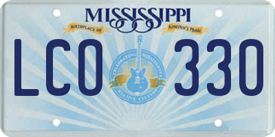 MS license plate LCO330