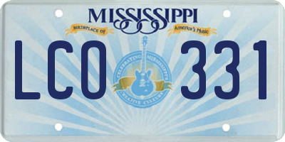 MS license plate LCO331