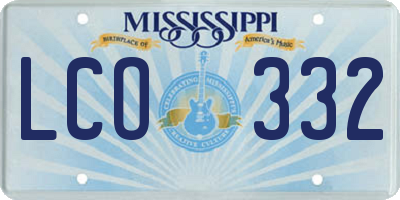 MS license plate LCO332
