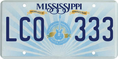 MS license plate LCO333