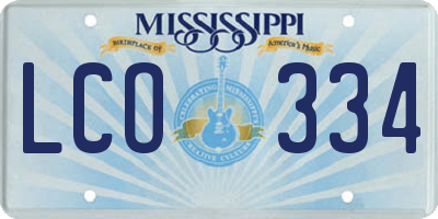 MS license plate LCO334
