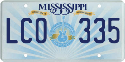 MS license plate LCO335