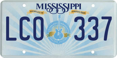 MS license plate LCO337