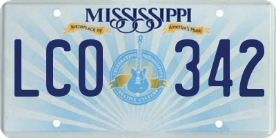 MS license plate LCO342