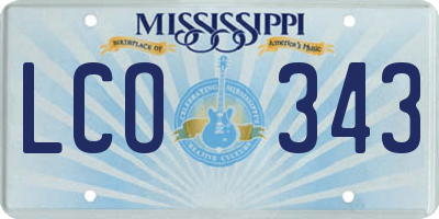 MS license plate LCO343