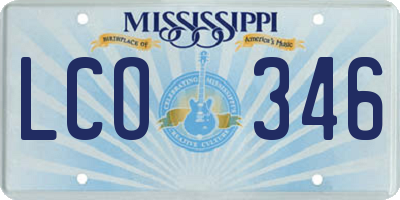 MS license plate LCO346