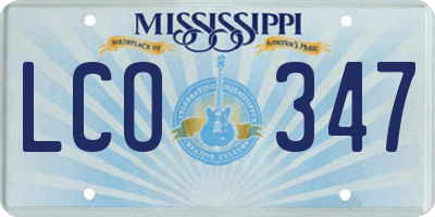 MS license plate LCO347