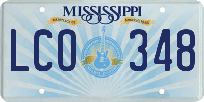 MS license plate LCO348