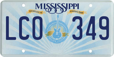 MS license plate LCO349