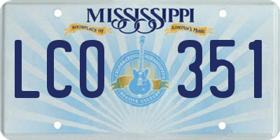 MS license plate LCO351