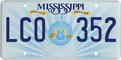 MS license plate LCO352