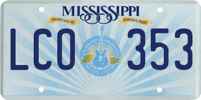 MS license plate LCO353