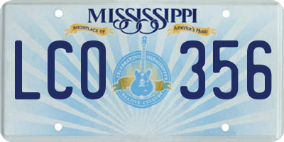 MS license plate LCO356