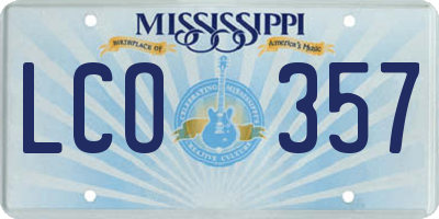 MS license plate LCO357
