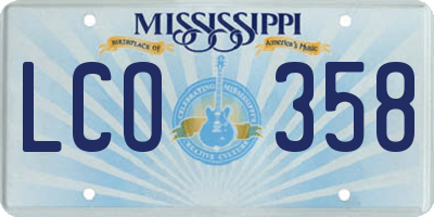 MS license plate LCO358