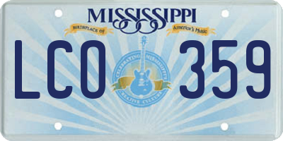 MS license plate LCO359