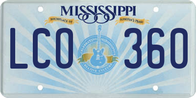 MS license plate LCO360