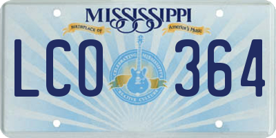 MS license plate LCO364