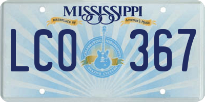MS license plate LCO367