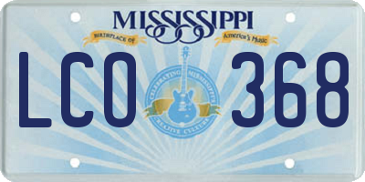 MS license plate LCO368