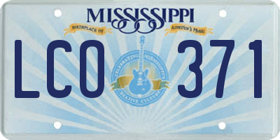 MS license plate LCO371