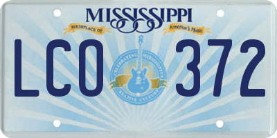 MS license plate LCO372