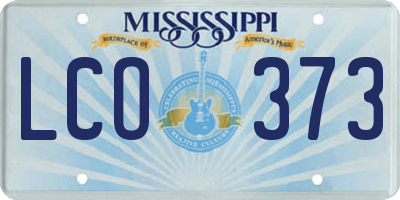 MS license plate LCO373