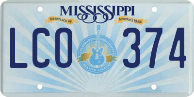 MS license plate LCO374